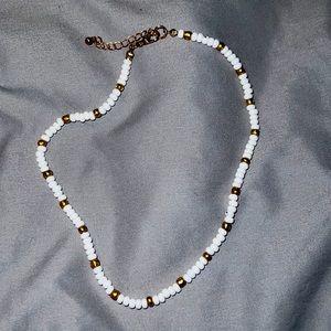 White beaded Choker Necklace
